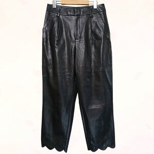 INC International Concepts Women Black Faux Leather Slim-Fit Tapered Pants Sz 10